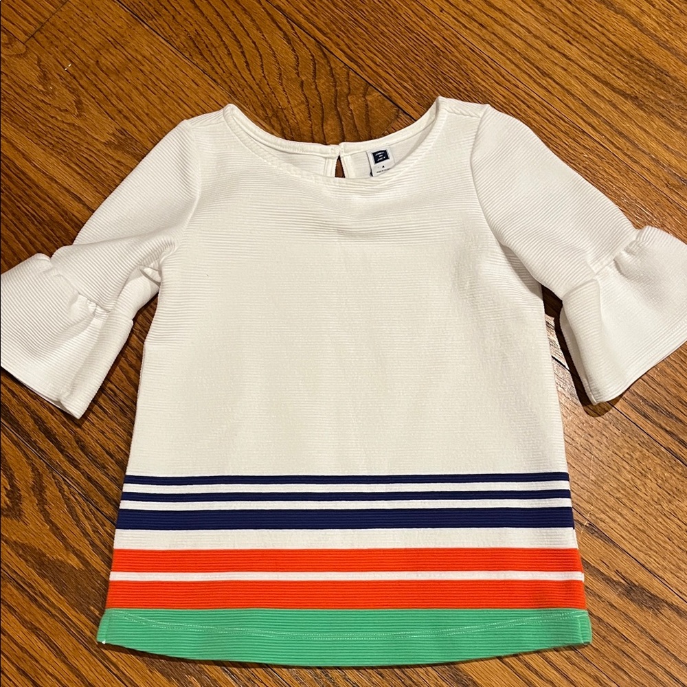 Janie and Jack White Top with Stripes girl size 4
